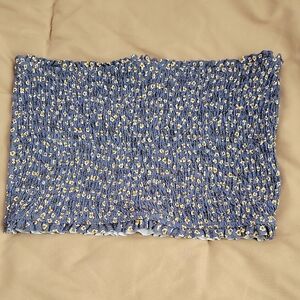 Blue Floral Smocked Swim Tube Top